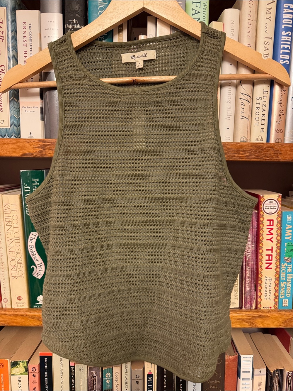 Madewell Olive green knit cropped tank top M NWT